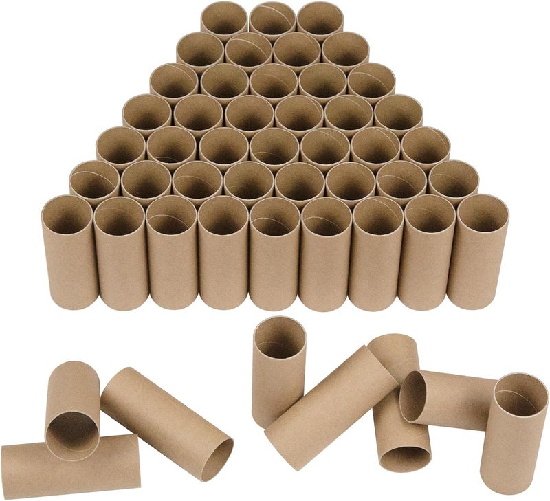 HESESOH 50 Pack Cardboard Tubes for Crafts - 1.57 x 3.94 Inches - Brown Toilet Paper Empty Rolls Round Thick Tubes Sturdy for Classroom Family Handmade DIY Projects - Image 1
